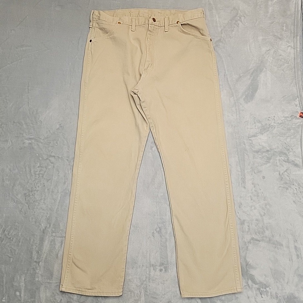 VTG Wrangler‎ Cowboy Cut Jeans Men 36x31 Tan Regular Fit Workwear Western Rodeo
